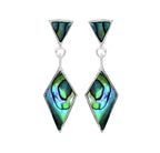 Sterling Silver Earrings - Triangle and Diamond Paua