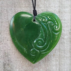 Greenstone Pendant Engraved Heart 60mm
