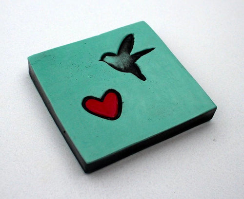 Duckegg Bird and Heart Square Tile
