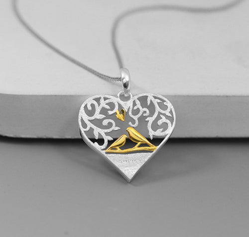 Sterling Silver Necklace - Bird Love