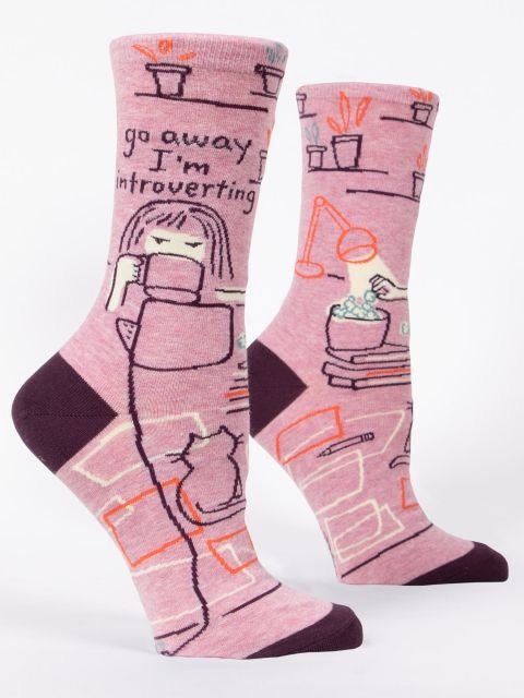 Women's Crew Socks - Go Away, Introverting