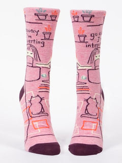 Women's Crew Socks - Go Away, Introverting