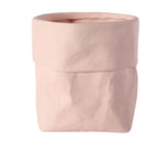 Ceramic Paper Bag Shaped Planter - Champagne Pink