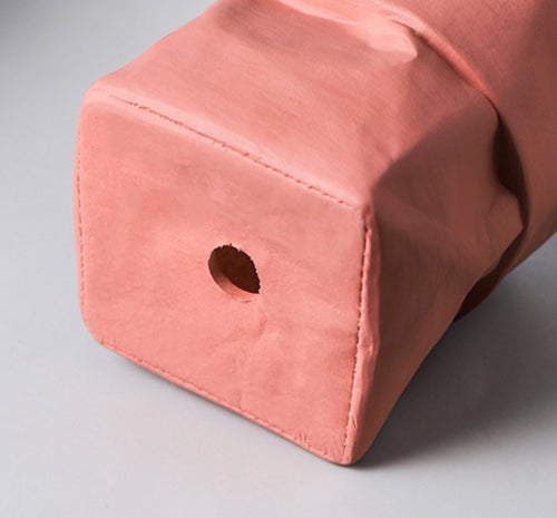 Ceramic Paper Bag Shaped Planter - Champagne Pink