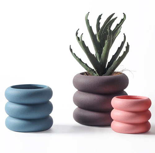 Ceramic Planter Doughnut - Blue