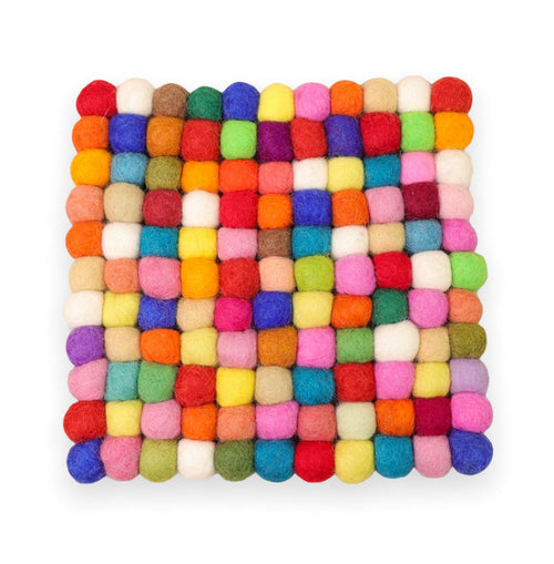 Wool Felt Square Tablemat - Colourful