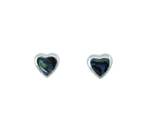 Sterling Silver Earrings - Heart Paua 6mm