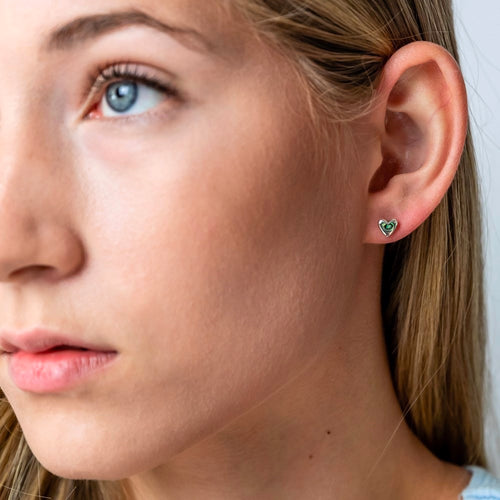 Sterling Silver Earrings - Heart Paua 6mm