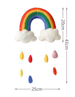 Handmade Wool Felt Rainbow & Cloud Mobile Kids Room Hanging Wall Decor