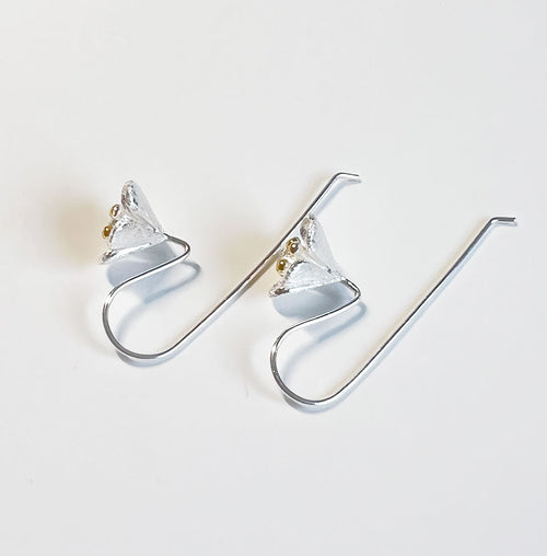 Sterling Silver Hanging Manuka Earrings - Gold Stamen