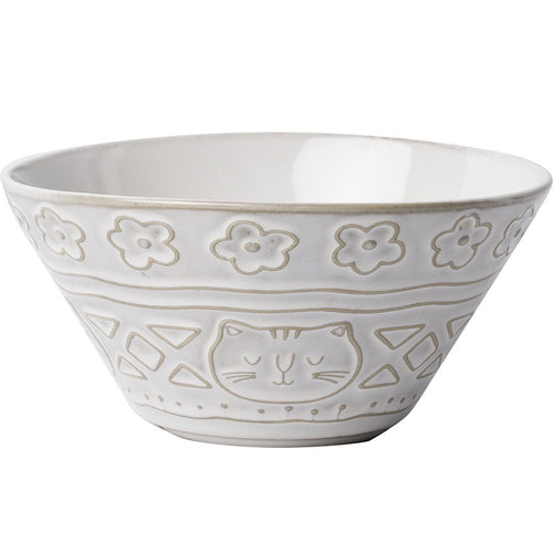 Cream White Ceramic Cat Bowl