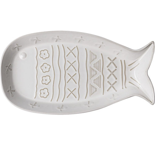 Cream White Ceramic Fish Shaped Plate