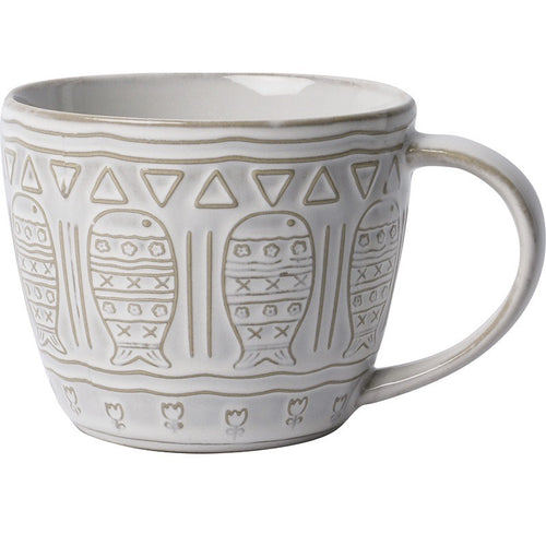 Cream White Ceramic Fish Mug
