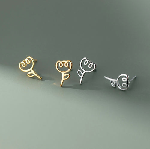 Sterling Silver Studs - Rosy