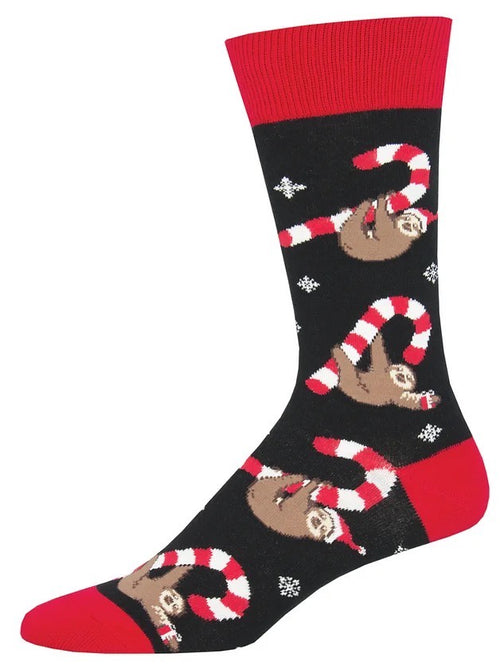 Men Socks - Merry Slothmas - Black