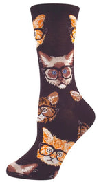 Women's Socks - Kittenster - Black & Brown