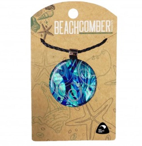 Paua Pendant Disc Blue