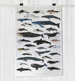New Zealand Whales and Dolphins Cotton Tea Towel