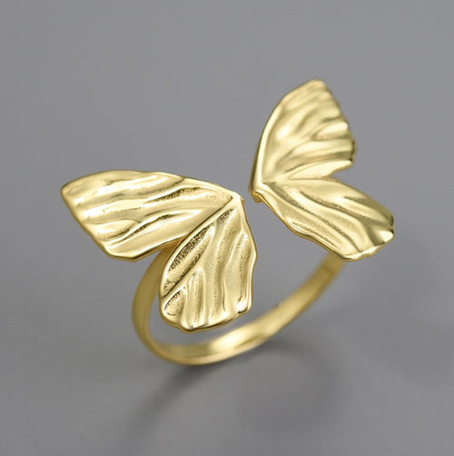 Sterling Silver Ring - Gold Butterfly