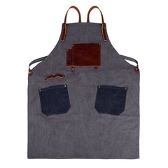 Robust Canvas Apron with Leather Trim