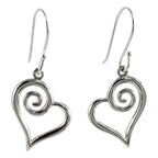 Sterling Silver Earrings - Koru Heart Hook
