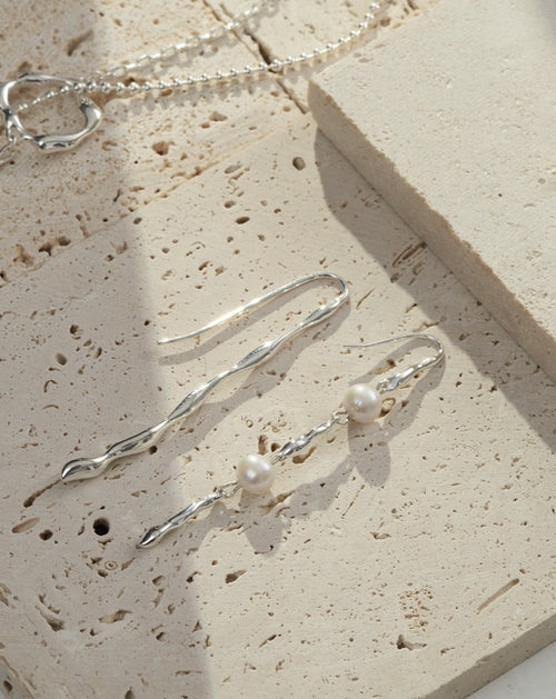 Sterling Silver FWP Earrings - Uneven WaterFlow