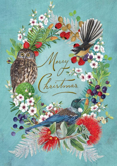 Christmas Card - Wolfkamp & Stone - NZ Kirihimete Birds