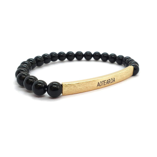 Black Agate Gemstone Bracelet – Aotearoa