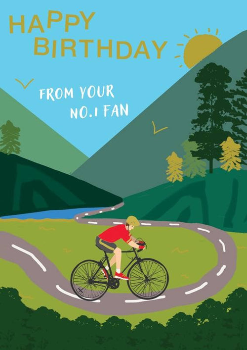 Birthday Card - Happy Birthday - No 1 Fan - Cyclist