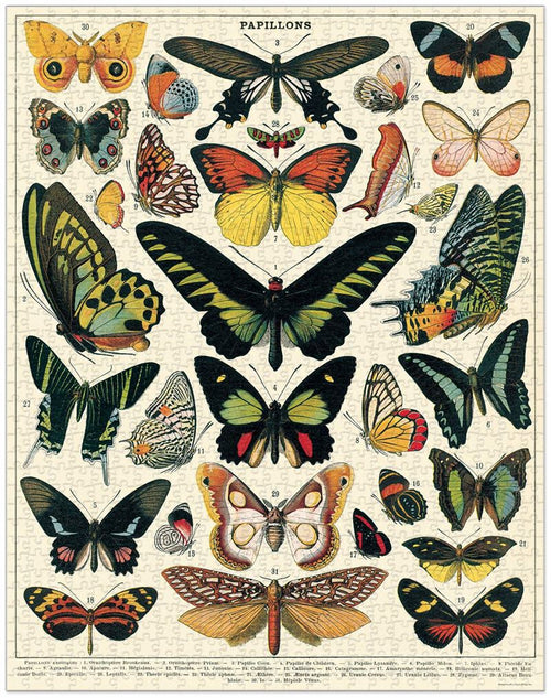 Cavallini & Co - Butterflies 1000 Pce - Vintage Puzzle