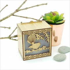 LED Tealight Box - Fantail on Manuka