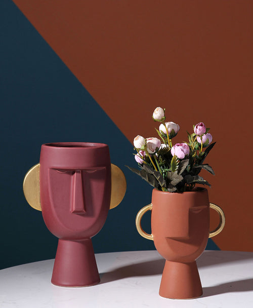 Quirky Face Ceramic Vase Large
