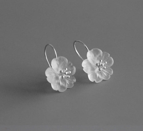 Sterling Silver Earrings - Crystal Manuka Flower Hook