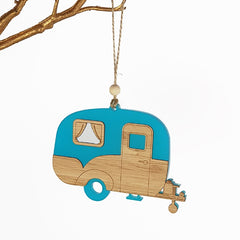 Hanging Ornament Caravan  Teal Satin Acrylic
