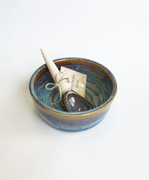 Blue Earth Salt/Sugar Bowl with Spoon