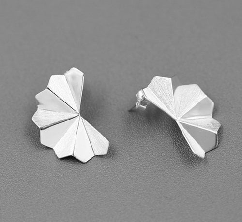 Sterling Silver Earrings - Folded Fan