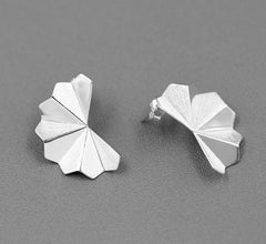 Sterling Silver Earrings - Folded Fan