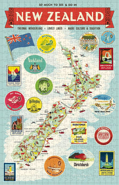 500 Pieces Vintage Puzzle NZ Map