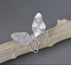 Sterling Silver Butterfly Koru Brooch
