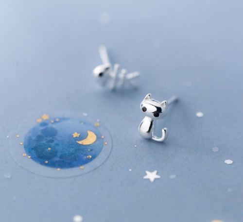 Cat & Fish Bone Studs - Sterling Silver