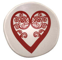 Red Aroha  Fern On White - 7cm Porcelain Bowl