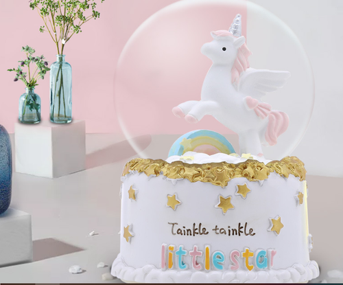 Unicorn & Rainbow Snow Globe Music Box