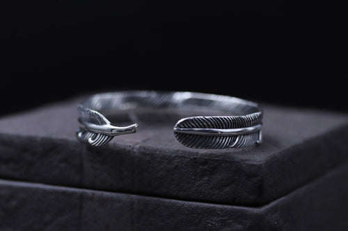 Sterling Silver Feather Bangle