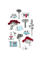 Wolfkamp & Stone - Happy Campers - Tea Towel