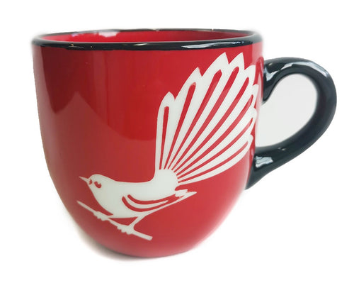 Red Fantail Mug Painted Pacific Pottery NZ Made