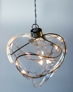 Clear Small 10cm Winter Heart Hanging Glass Light