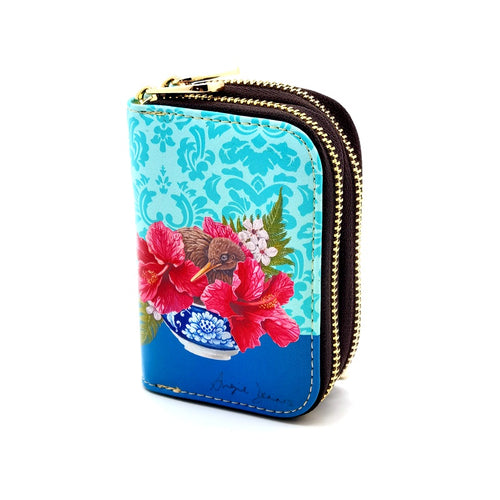 Double Zipped Card Holder -Kiwi Loves Blue