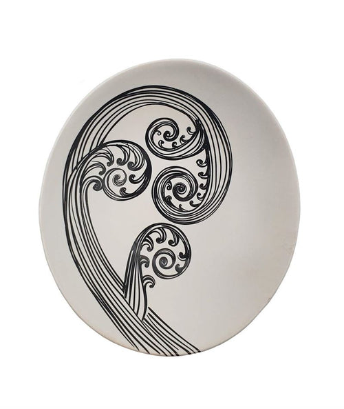 Black Ponga Detail On White - 10cm Porcelain Bowl