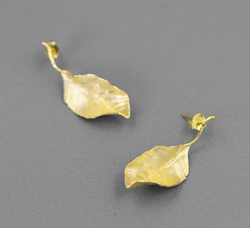 Sterling Silver Leaf Earrings