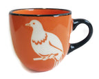 Orange Kereru Mug Painted Pacific Pottery NZ Made
